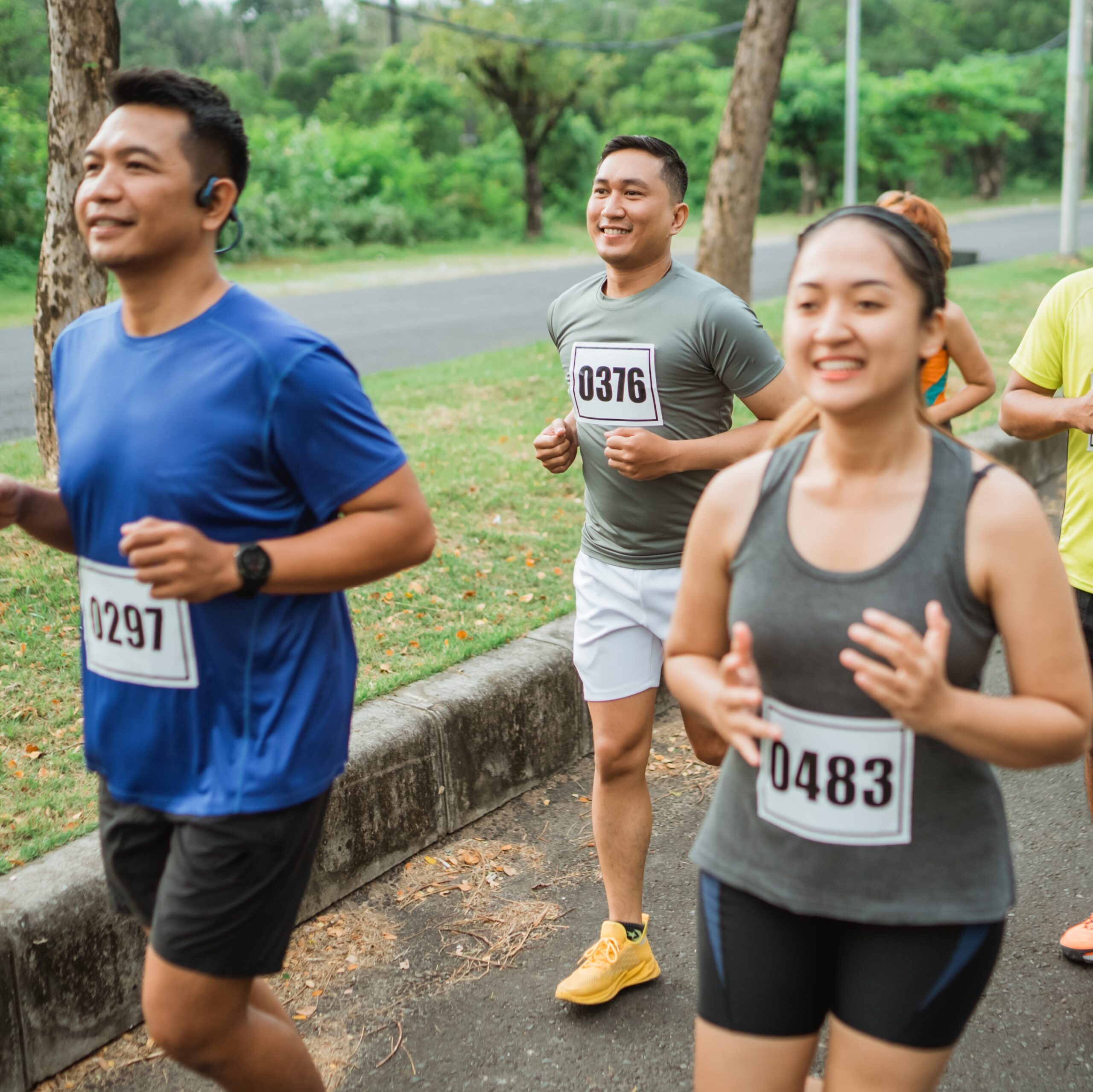a group of healthy people joining marathon competition