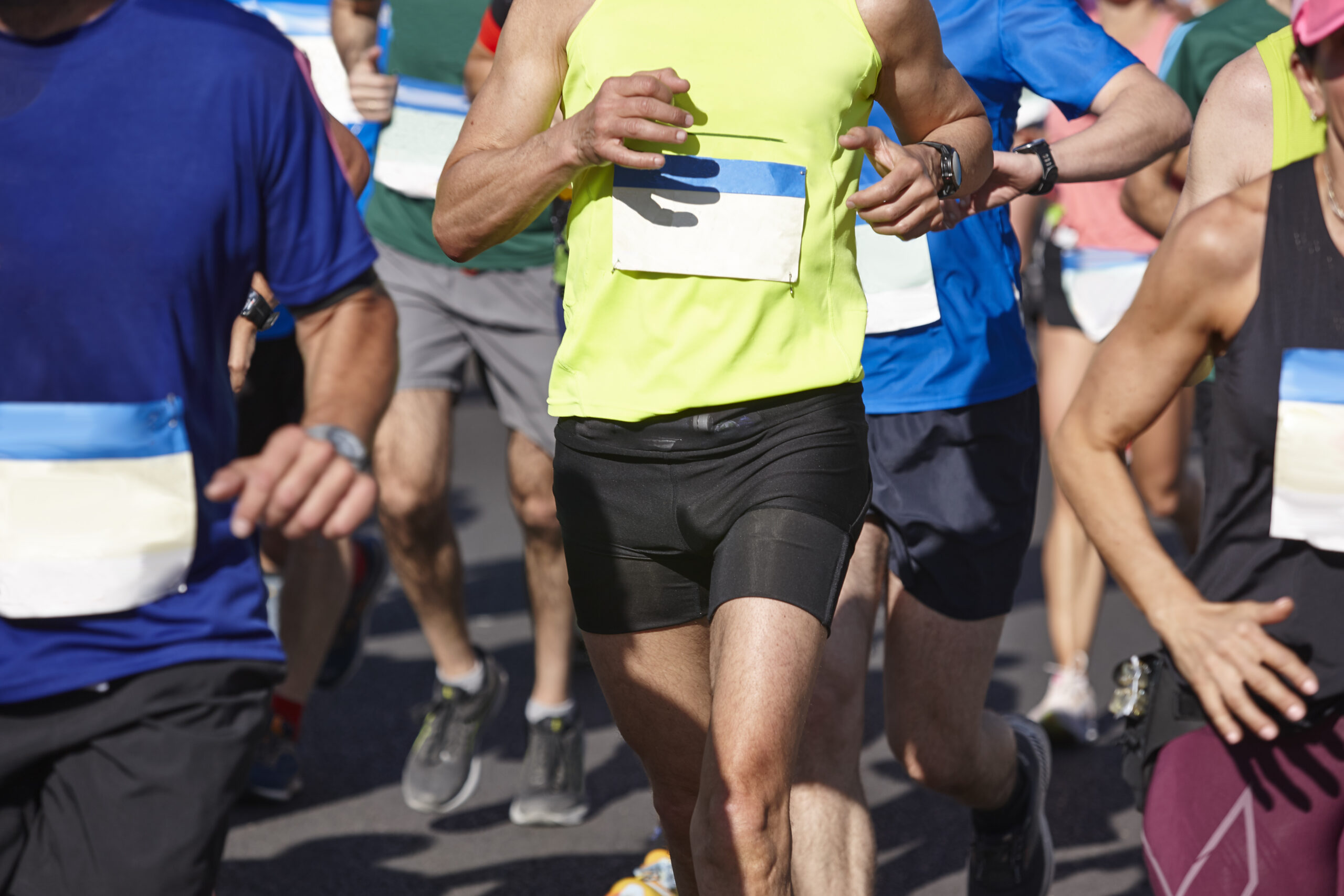 Runners on the street. Healthy lifestyle. Motion exercise. Athletics
